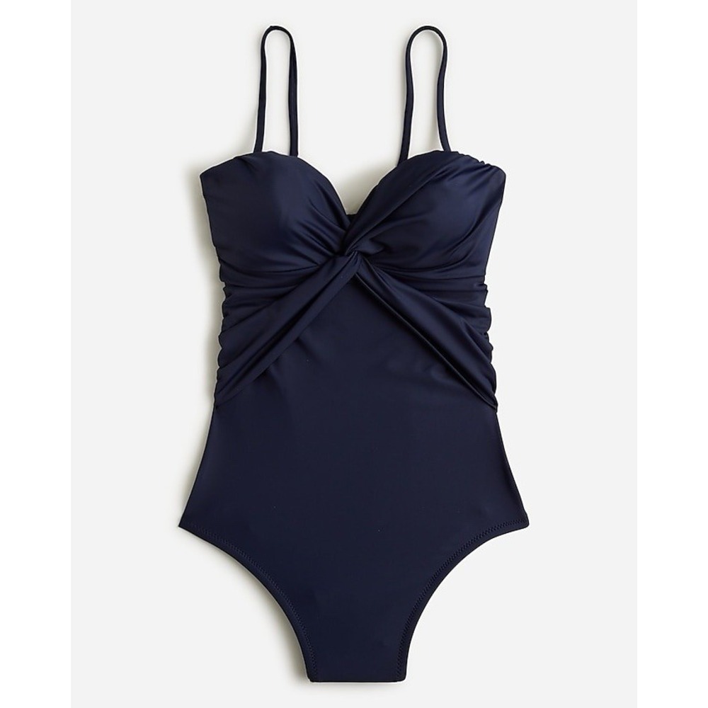 J.Crew New Womens Twist Front‎ Bandeau Swimsuit Navy Blue Size 18 BR018